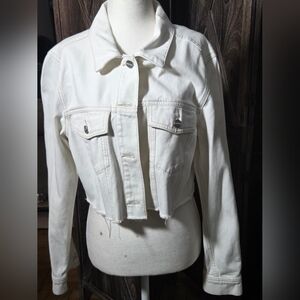 NWOT Sanctuary cropped denim white jacket